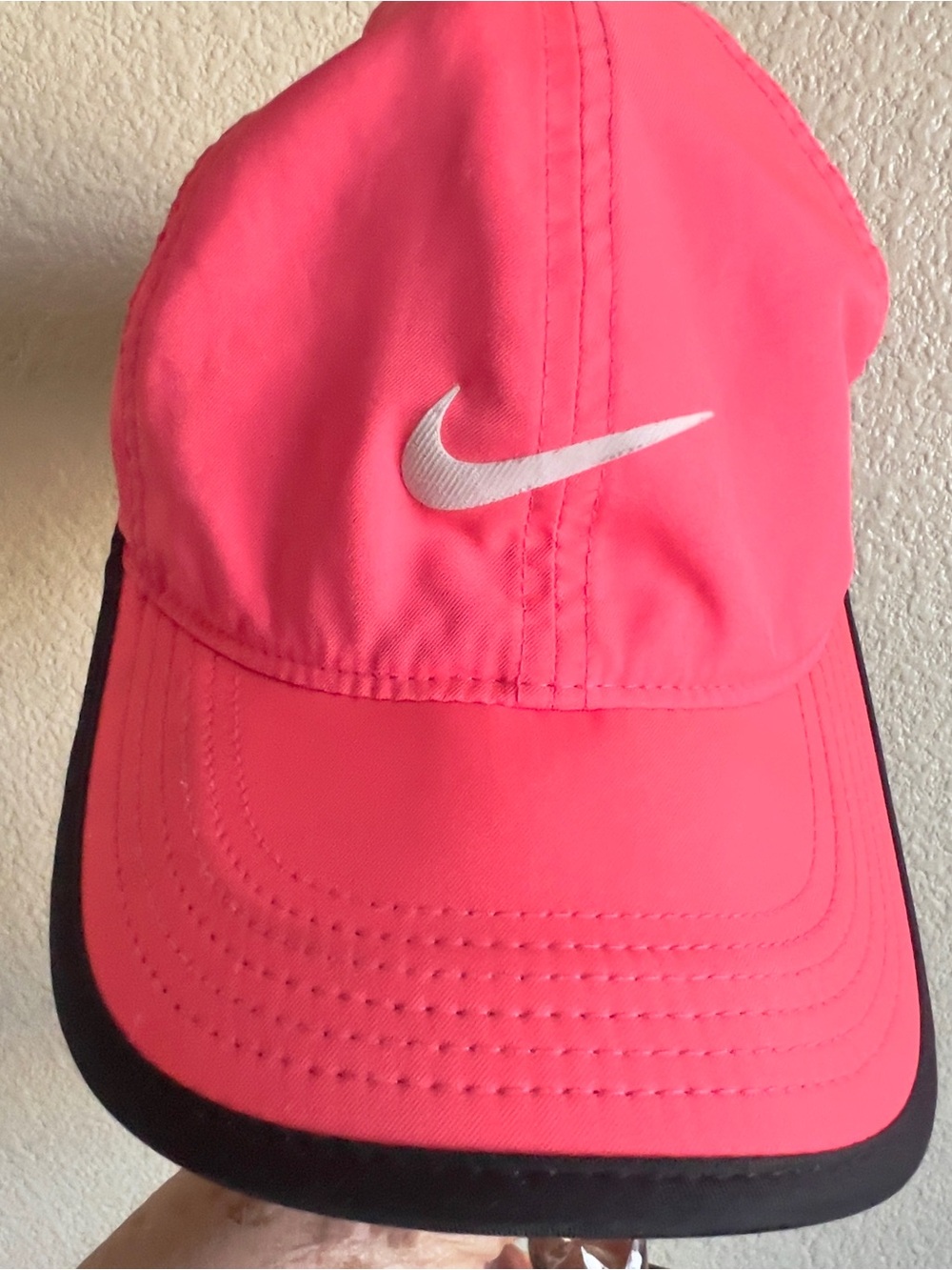Nike Girls Coral Pink Cap with White Swoosh